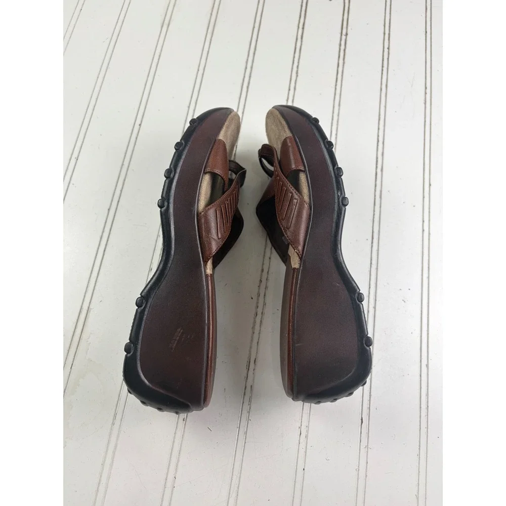 Lower East Side Vintage Y2K Brown Platform Wedge Slide Sandals Women's Size 7.5